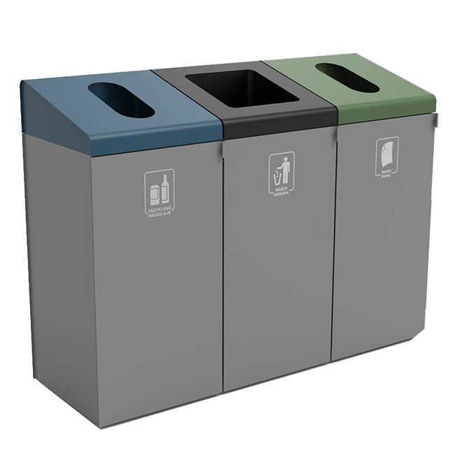 Magnuson A - TRO - 1818L 42 - Gallon Angled Top Painted Steel Waste Receptacle with Front Access Door and Internal Rigid Liner (MAG - A - TRO - 1818L) - SchoolOutlet