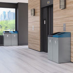 Magnuson A - TRO - 1818L 42 - Gallon Angled Top Painted Steel Waste Receptacle with Front Access Door and Internal Rigid Liner (MAG - A - TRO - 1818L) - SchoolOutlet