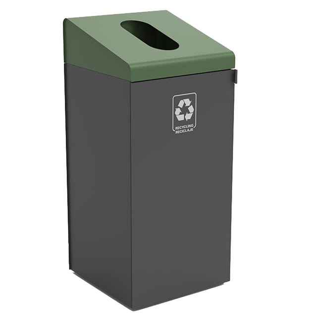 Magnuson A - TRO - 1818L 42 - Gallon Angled Top Painted Steel Waste Receptacle with Front Access Door and Internal Rigid Liner (MAG - A - TRO - 1818L) - SchoolOutlet