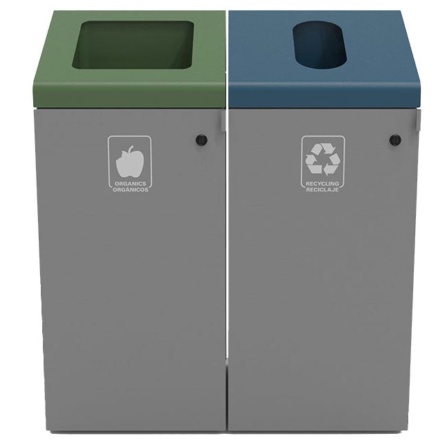 Magnuson A - TRO - 1818L 42 - Gallon Angled Top Painted Steel Waste Receptacle with Front Access Door and Internal Rigid Liner (MAG - A - TRO - 1818L) - SchoolOutlet