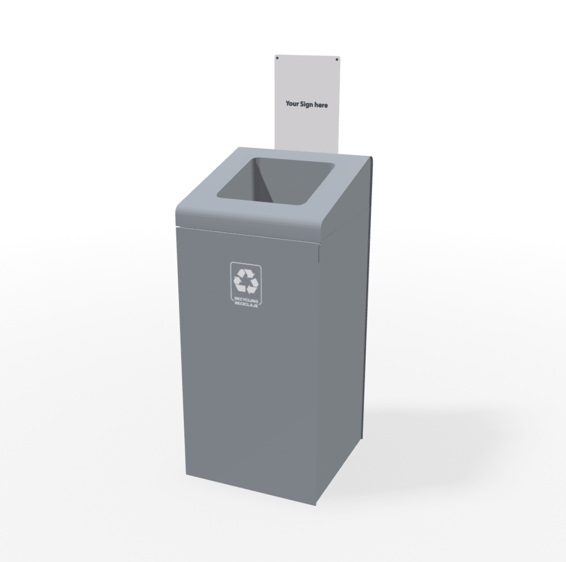 Magnuson A - TRO - ACR Painted Steel and Acrylic Signage Holder for Trosa Angled - Top Receptacles (MAG - A - TRO - ACR) - SchoolOutlet