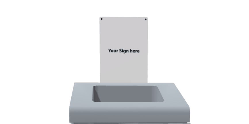 Magnuson A - TRO - ACR Painted Steel and Acrylic Signage Holder for Trosa Angled - Top Receptacles (MAG - A - TRO - ACR) - SchoolOutlet