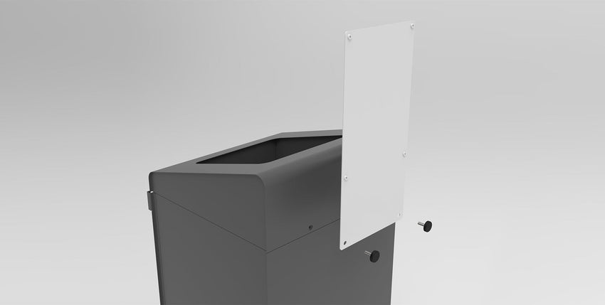 Magnuson A - TRO - ADH - P Painted Steel Signage Holder with Permanent Adhesive Graphic for Trosa Angled - Top Receptacles (MAG - A - TRO - ADH - P - XXX) - SchoolOutlet
