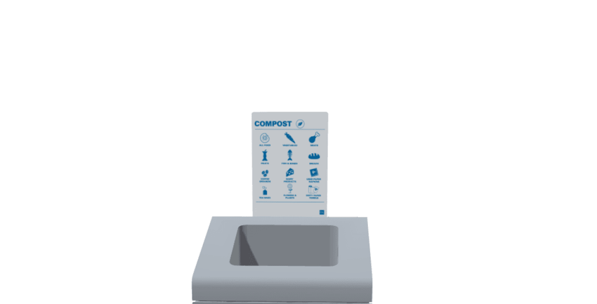 Magnuson A - TRO - ADH - P Painted Steel Signage Holder with Permanent Adhesive Graphic for Trosa Angled - Top Receptacles (MAG - A - TRO - ADH - P - XXX) - SchoolOutlet
