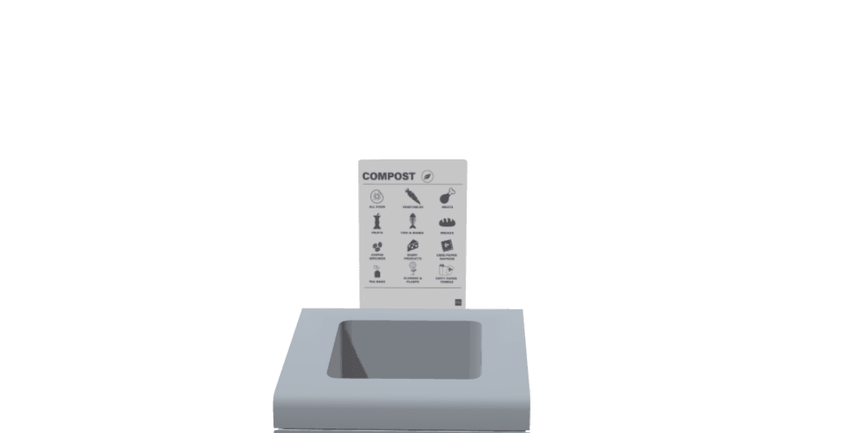 Magnuson A - TRO - ADH - P Painted Steel Signage Holder with Permanent Adhesive Graphic for Trosa Angled - Top Receptacles (MAG - A - TRO - ADH - P - XXX) - SchoolOutlet