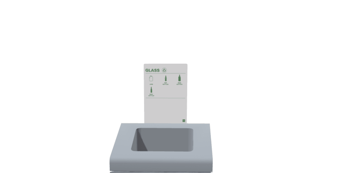 Magnuson A - TRO - ADH - P Painted Steel Signage Holder with Permanent Adhesive Graphic for Trosa Angled - Top Receptacles (MAG - A - TRO - ADH - P - XXX) - SchoolOutlet