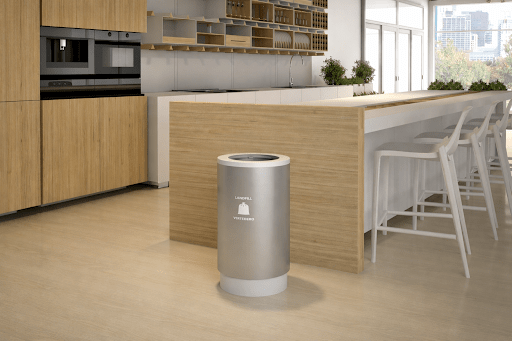 Magnuson Front Opening Round Waste Receptacle 19 - Gallon Body with Removable Bag Ring and Custom Top Cut - Out (MAG - CIRKEL - 01) - SchoolOutlet