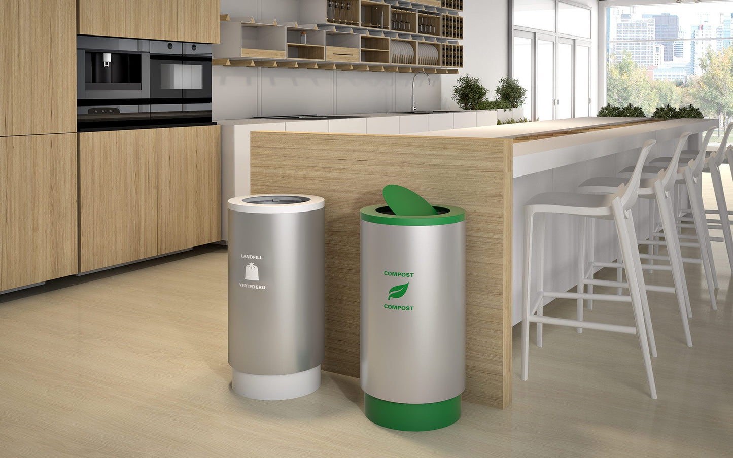 Magnuson Front Opening Round Waste Receptacle 19 - Gallon Body with Internal Rigid Liner and Removable Bag Ring (MAG - CIRKEL - 01L) - SchoolOutlet