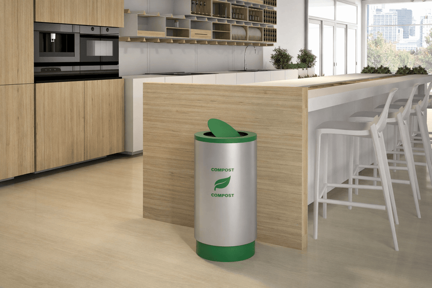 Magnuson Front Opening Round Waste Receptacle 19 - Gallon Body with Internal Rigid Liner and Counterbalanced Swing Lid (MAG - CIRKEL - 03L) - SchoolOutlet