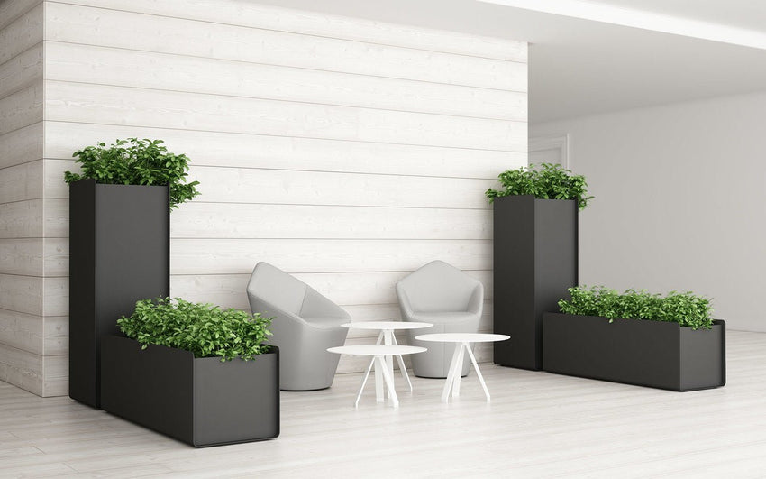 Magnuson CREPE - S Square Aluminum Indoor/Outdoor Planter with Internal Flower Pot and Water Saucer (MAG - CREPE - S - XXX) - SchoolOutlet