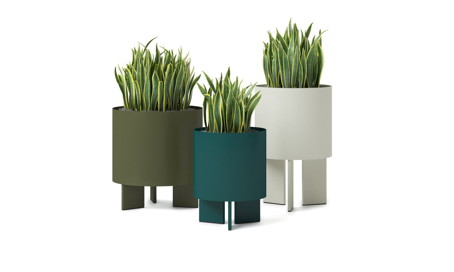 Magnuson CROMA - L Large Round Aluminum Indoor/Outdoor Planter with Tripod Support and Integrated Drip Tray (MAG - CROMA - L - XXX) - SchoolOutlet