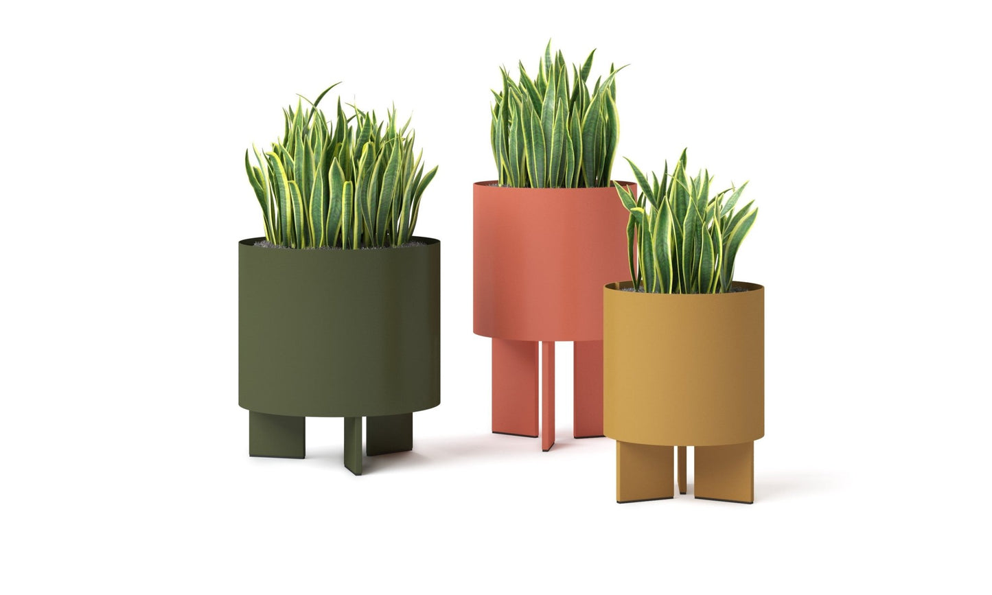 Magnuson CROMA - L Large Round Aluminum Indoor/Outdoor Planter with Tripod Support and Integrated Drip Tray (MAG - CROMA - L - XXX) - SchoolOutlet