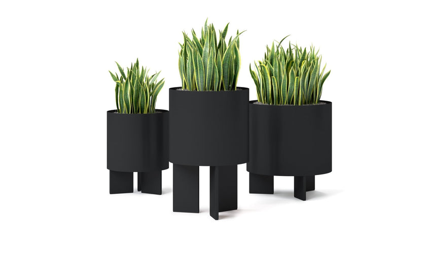 Magnuson CROMA - M Mid - Sized Round Aluminum Indoor/Outdoor Planter with Tripod Support and Integrated Drip Tray (MAG - CROMA - M - XXX) - SchoolOutlet