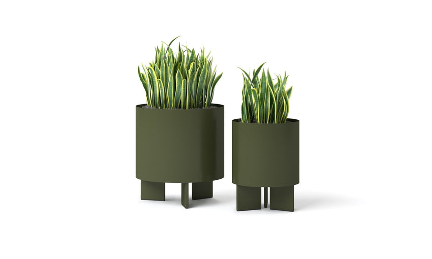 Magnuson CROMA - M Mid - Sized Round Aluminum Indoor/Outdoor Planter with Tripod Support and Integrated Drip Tray (MAG - CROMA - M - XXX) - SchoolOutlet