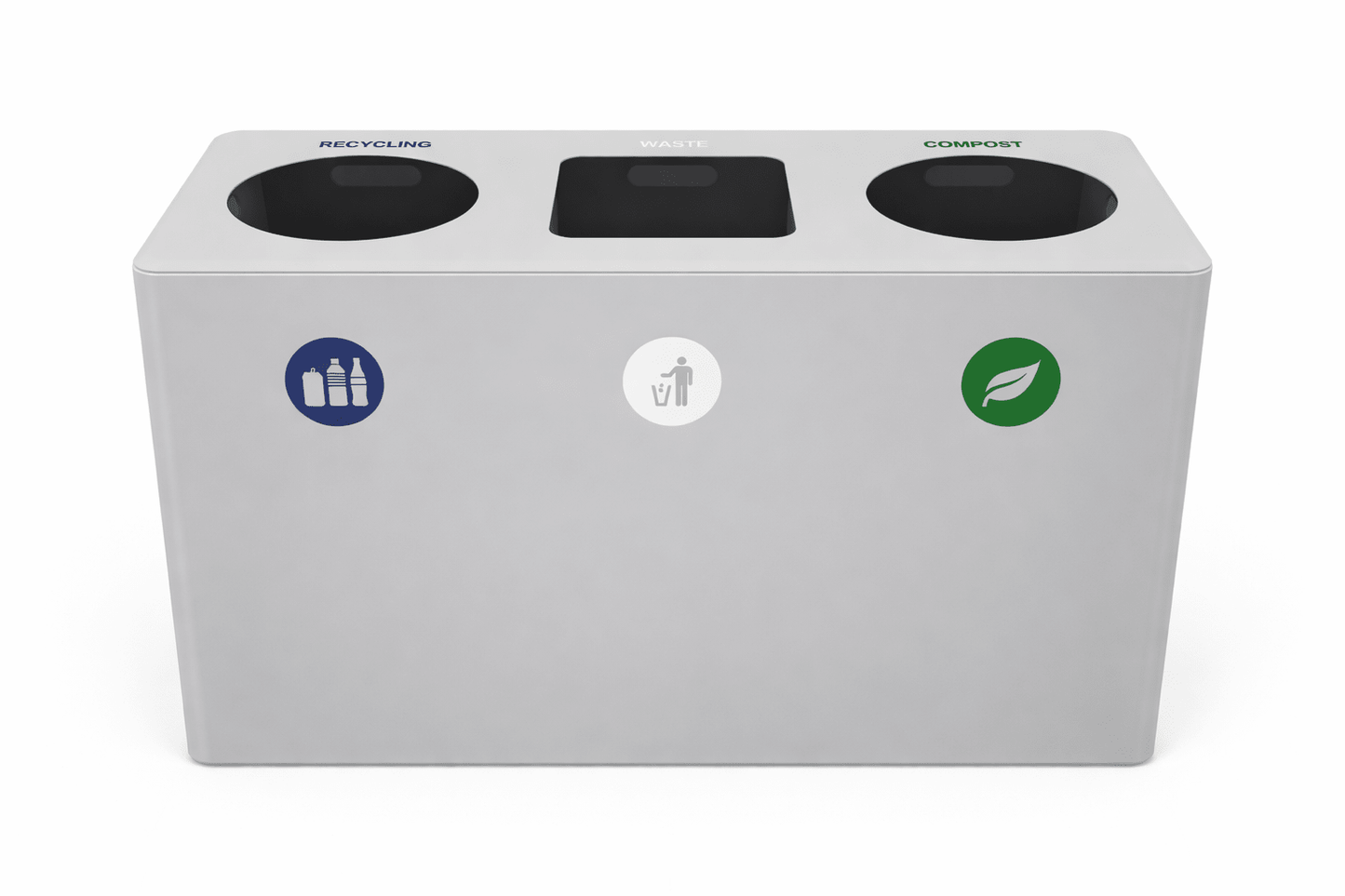 Magnuson Dunk - 3 24 - Gallon Triple - Stream Textured Steel Waste & Recycling Station with Precision Top Openings (MAG - DUNK - 3) - SchoolOutlet