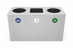 Magnuson Dunk - 3 24 - Gallon Triple - Stream Textured Steel Waste & Recycling Station with Precision Top Openings (MAG - DUNK - 3) - SchoolOutlet