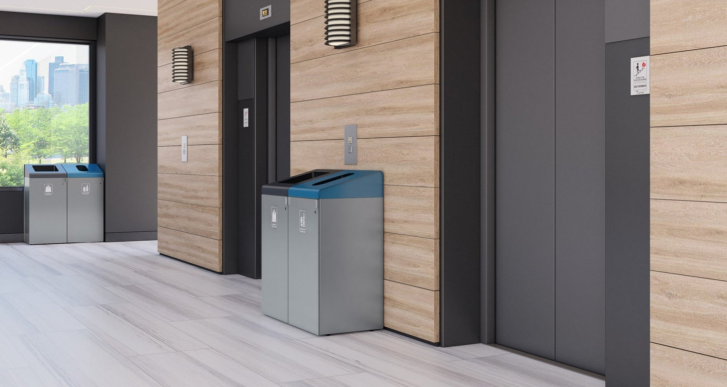 Magnuson F - TRO - 1818L 42 - Gallon Flat Top Painted Steel Waste Receptacle with Front Access Door and Internal Rigid Liner (MAG - F - TRO - 1818L) - SchoolOutlet