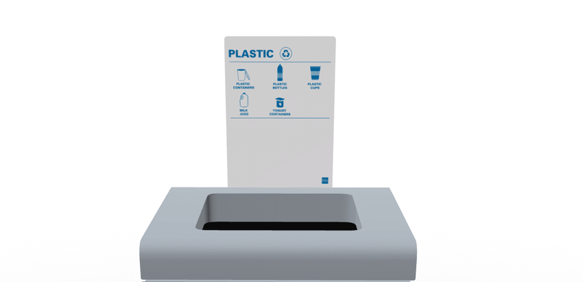 Magnuson F - TRO - MAG - R Painted Steel Signage Holder with Removable Magnetic Graphic for Trosa Flat - Top Receptacles (MAG - F - TRO - MAG - R - XXX) - SchoolOutlet