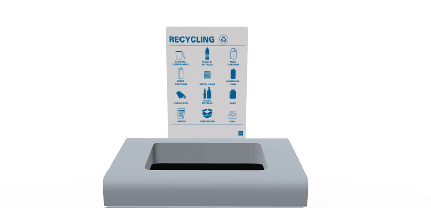 Magnuson F - TRO - MAG - R Painted Steel Signage Holder with Removable Magnetic Graphic for Trosa Flat - Top Receptacles (MAG - F - TRO - MAG - R - XXX) - SchoolOutlet
