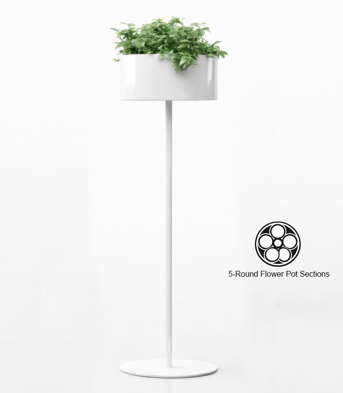 Magnuson GL - 30 - L - S Large Round Standing Steel and Aluminum Planter with Five Internal Flower Pots and Molded Saucer (MAG - GL - 30 - L - S - XXX) - SchoolOutlet