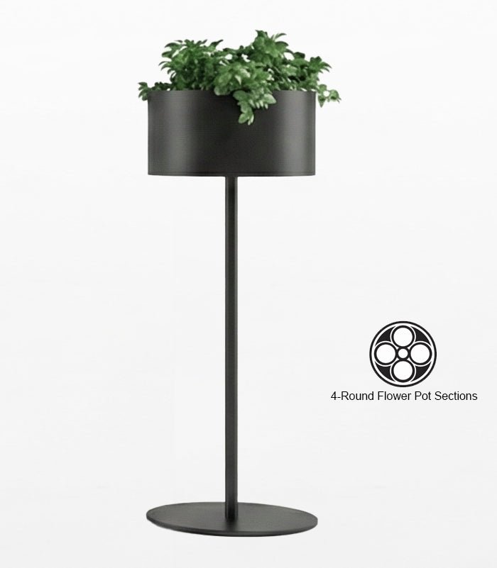 Magnuson GL - 20 - M - S Mid - Sized Round Standing Steel and Aluminum Planter with Four Internal Flower Pots and Molded Saucer (MAG - GL - 20 - M - S - XXX) - SchoolOutlet