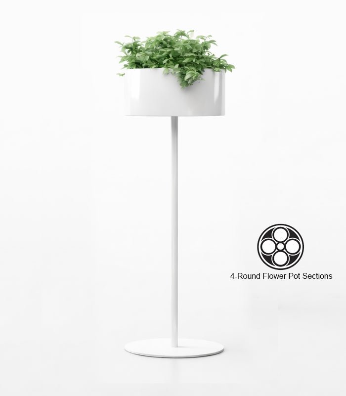 Magnuson GL - 20 - M - S Mid - Sized Round Standing Steel and Aluminum Planter with Four Internal Flower Pots and Molded Saucer (MAG - GL - 20 - M - S - XXX) - SchoolOutlet