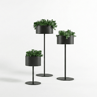 Magnuson GL - 20 - M - S Mid - Sized Round Standing Steel and Aluminum Planter with Four Internal Flower Pots and Molded Saucer (MAG - GL - 20 - M - S - XXX) - SchoolOutlet