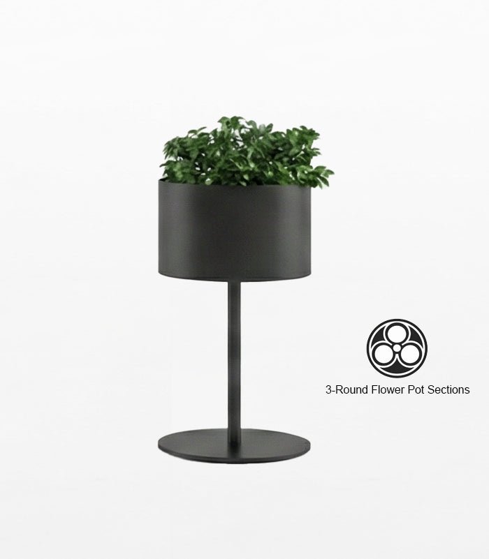 Magnuson GL - 10 - S - S Round Standing Steel and Aluminum Planter with Three Internal Flower Pots and Molded Saucer (MAG - GL - 10 - S - S - XXX) - SchoolOutlet