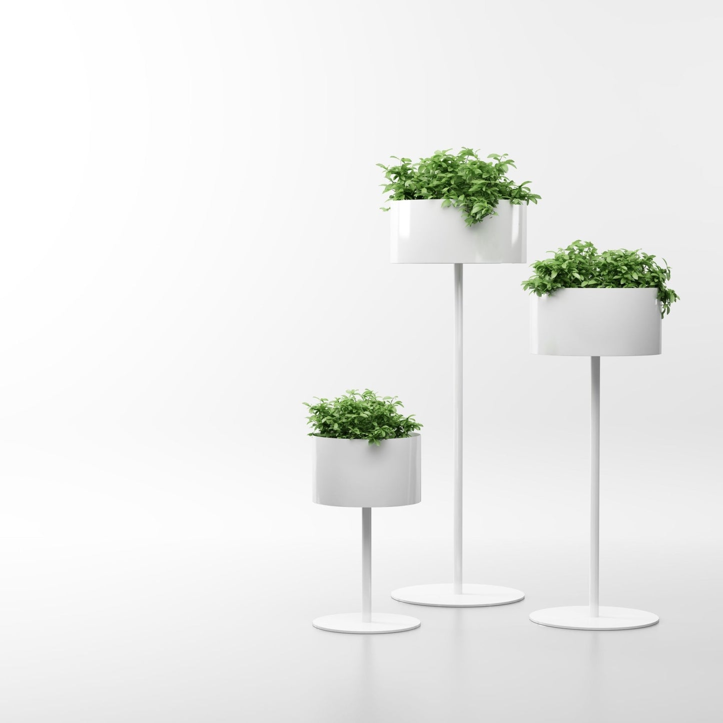 Magnuson GL - 10 - S - S Round Standing Steel and Aluminum Planter with Three Internal Flower Pots and Molded Saucer (MAG - GL - 10 - S - S - XXX) - SchoolOutlet