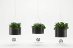 Magnuson GL - 40 - S - H Round Hanging Steel and Aluminum Planter with Three Flower Pots and Adjustable Suspension Wires (MAG - GL - 40 - S - H - XXX) - SchoolOutlet