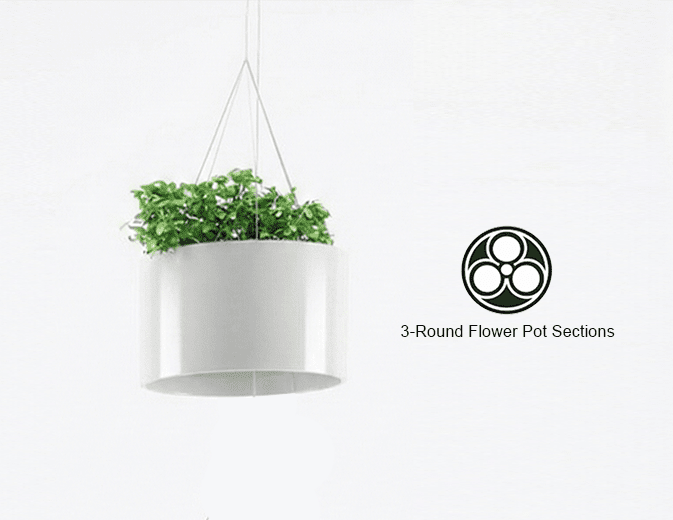 Magnuson GL - 40 - S - H Round Hanging Steel and Aluminum Planter with Three Flower Pots and Adjustable Suspension Wires (MAG - GL - 40 - S - H - XXX) - SchoolOutlet
