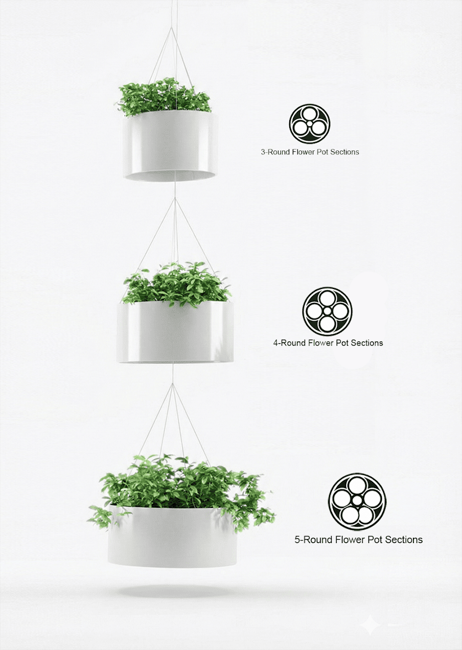 Magnuson GL - 50 - M - H Mid - Sized Hanging Steel and Aluminum Planter with Four Flower Pots and Adjustable Suspension Wires (MAG - GL - 50 - M - H - XXX) - SchoolOutlet