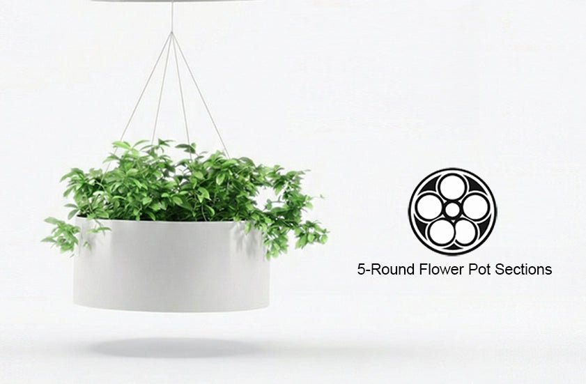 Magnuson GL - 60 - L - H Large Round Hanging Steel and Aluminum Planter with Five Flower Pots and Adjustable Suspension Wires (MAG - GL - 60 - L - H - XXX) - SchoolOutlet