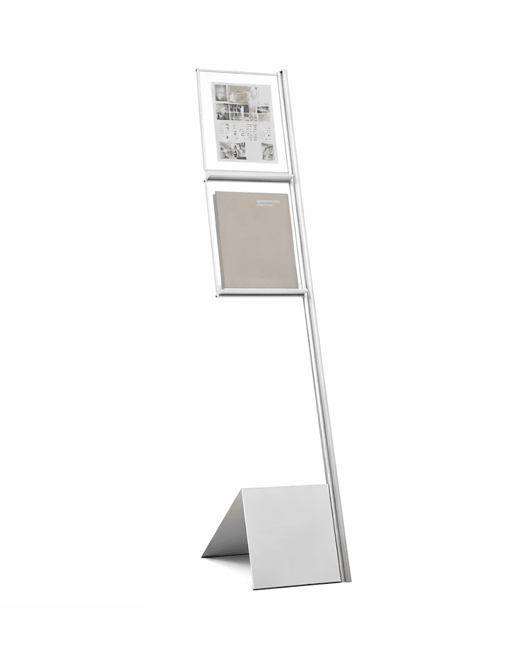 Magnuson IFLAG - 50 Frameless Methacrylate Poster Display with Dual Integrated Literature Shelves for 8.25" x 11.6875" Media (MAG - IFLAG - 50 - XXX) - SchoolOutlet