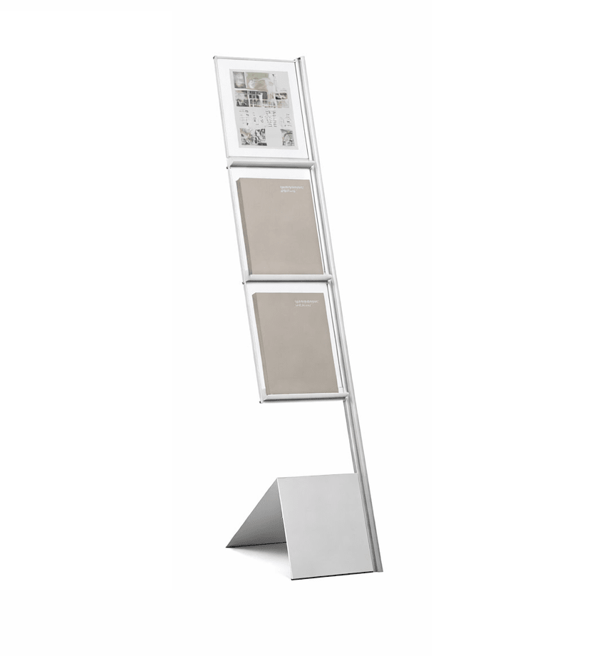 Magnuson Frameless Methacrylate Poster Display with Triple Integrated Literature Shelves for 8.25" x 11.6875" Media (MAG - IFLAG - 60 - XXX) - SchoolOutlet