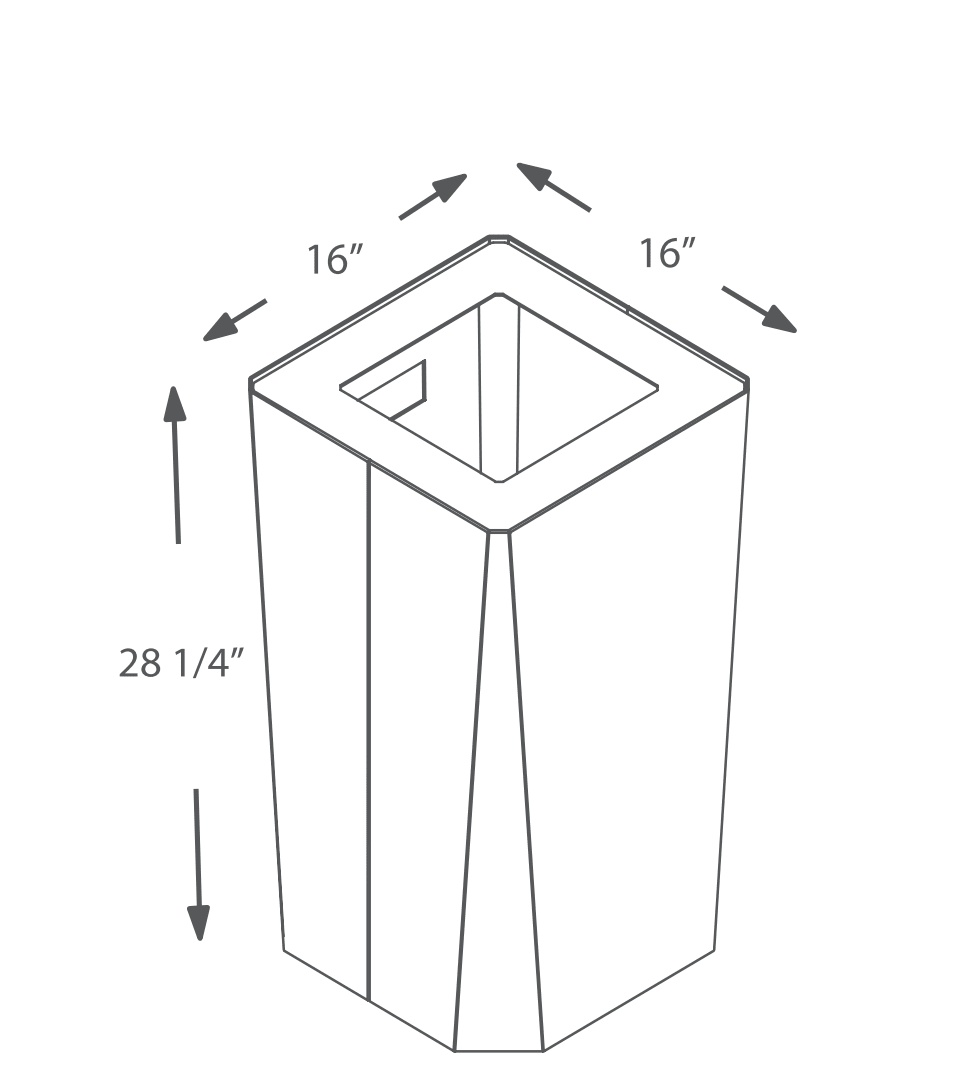 Magnuson KASTA KST - 1616L 30 - Gallon Square Powder - Coated Steel Waste Receptacle with Architectural Faceted Design (MAG - KST - 1616L) - SchoolOutlet