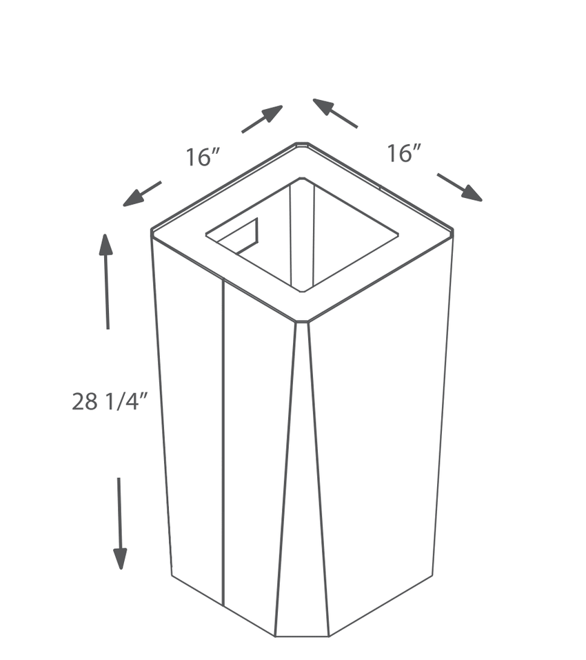 Magnuson KASTA KST - 1616L 30 - Gallon Square Powder - Coated Steel Waste Receptacle with Architectural Faceted Design (MAG - KST - 1616L) - SchoolOutlet