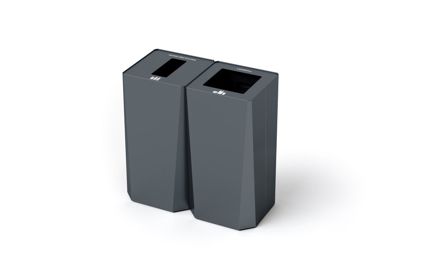 Magnuson KASTA KST - 1616L 30 - Gallon Square Powder - Coated Steel Waste Receptacle with Architectural Faceted Design (MAG - KST - 1616L) - SchoolOutlet