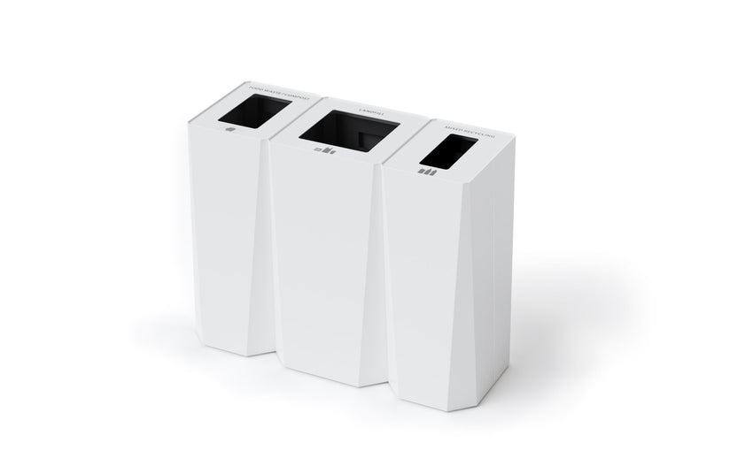 Magnuson KASTA KST - 1616L 30 - Gallon Square Powder - Coated Steel Waste Receptacle with Architectural Faceted Design (MAG - KST - 1616L) - SchoolOutlet