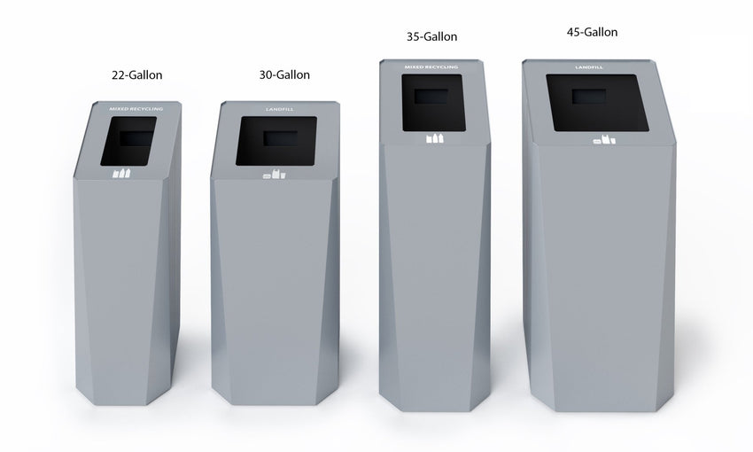 Magnuson KASTA KST - 1616L 30 - Gallon Square Powder - Coated Steel Waste Receptacle with Architectural Faceted Design (MAG - KST - 1616L) - SchoolOutlet