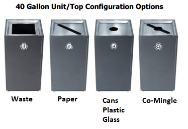 Magnuson L - VA1818L Valuta Laminate 40 - Gallon Square Waste Receptacle with Front Access Door and Steel Accents (MAG - L - VA1818L) - SchoolOutlet