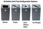 Magnuson L - VA1818L Valuta Laminate 40 - Gallon Square Waste Receptacle with Front Access Door and Steel Accents (MAG - L - VA1818L) - SchoolOutlet