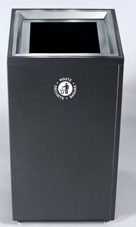 Magnuson L - VA1818L Valuta Laminate 40 - Gallon Square Waste Receptacle with Front Access Door and Steel Accents (MAG - L - VA1818L) - SchoolOutlet