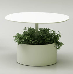 Magnuson Circular Painted Steel Indoor Side Table with Integrated Base Planter and Storage Compartment (MAG-LAURA)