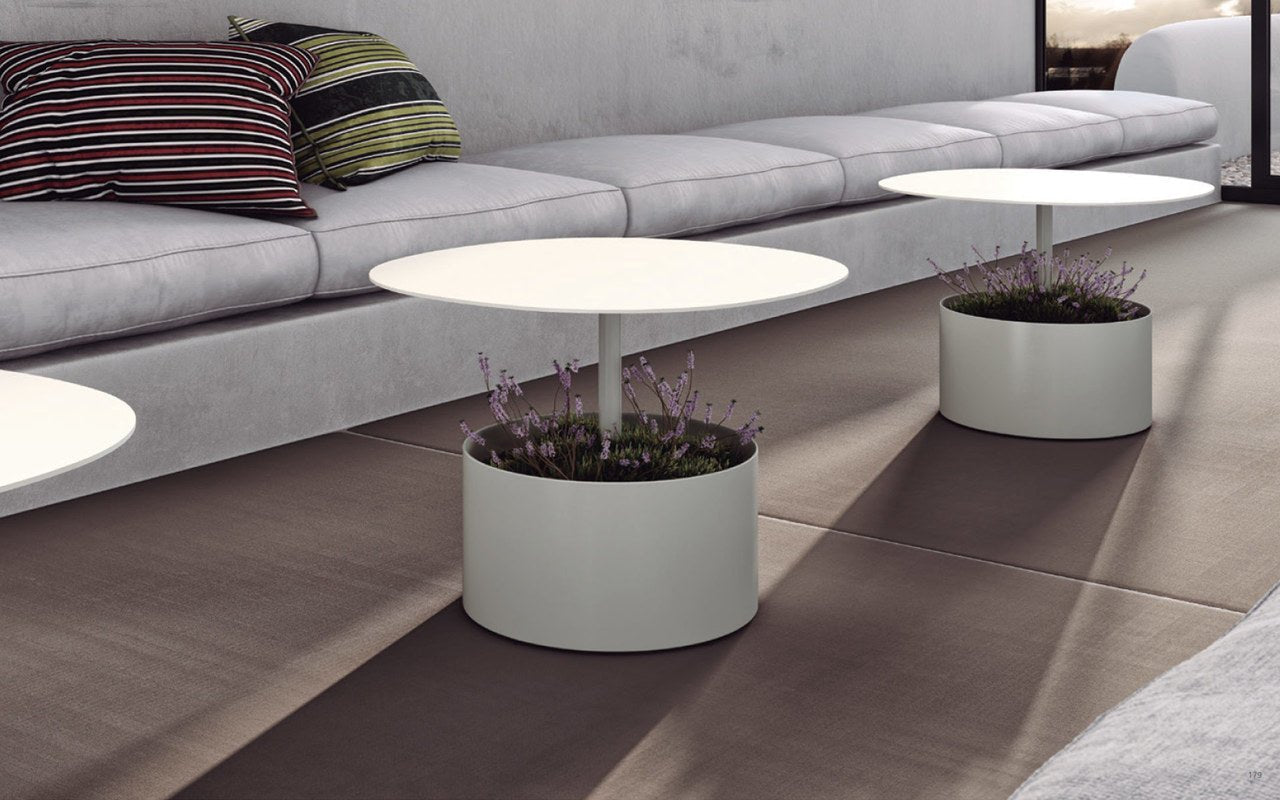 Magnuson LAURA Circular Painted Steel Indoor Side Table with Integrated Base Planter and Storage Compartment (MAG - LAURA) - SchoolOutlet