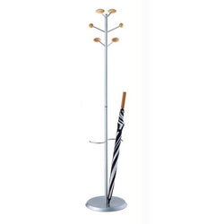 Magnuson Architectural Steel Coat Tree with 6 Wood Knobs 15"W x 15"D x 67"H (MAG-MET)