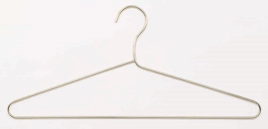 Magnuson Heavy - Duty Nickel Chromium Steel Wire Open Hook Coat Hanger 17"W x 0.125"D x 7.63"H (MAG - MG - 17OHN) - SchoolOutlet