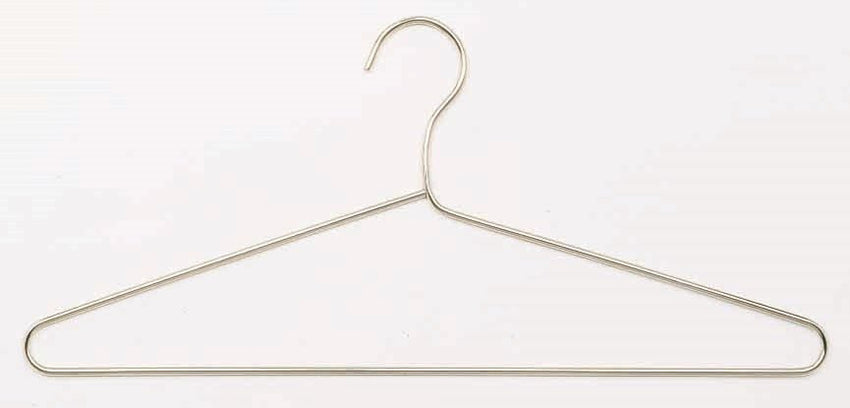 Magnuson Heavy - Duty Nickel Chromium Steel Wire Open Hook Coat Hanger 17"W x 0.125"D x 7.63"H (MAG - MG - 17OHN) - SchoolOutlet