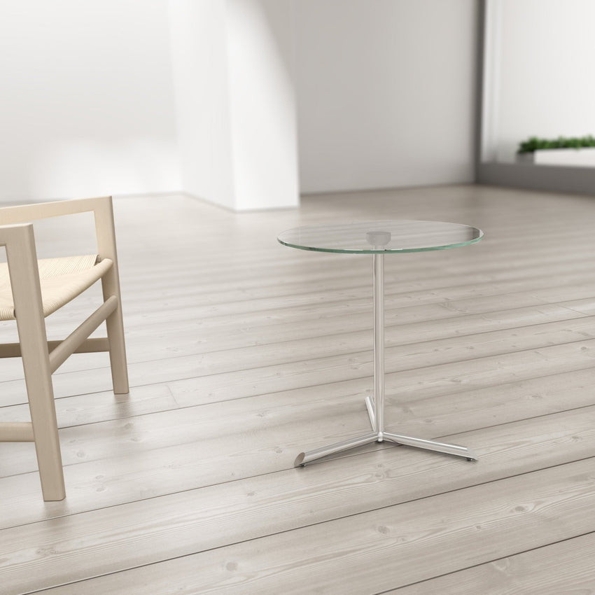 Magnuson Tempered Glass Circular Pedestal Side Table 17.75"Dia (MAG - MILL - G) - SchoolOutlet