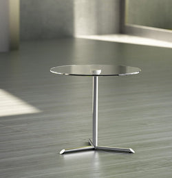 Magnuson Chromed Steel Y-Base Tempered Glass Side Table 17.75"Dia (MAG-MILL-GC)